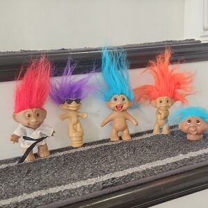 Colorful Troll Dolls with Bright Hair